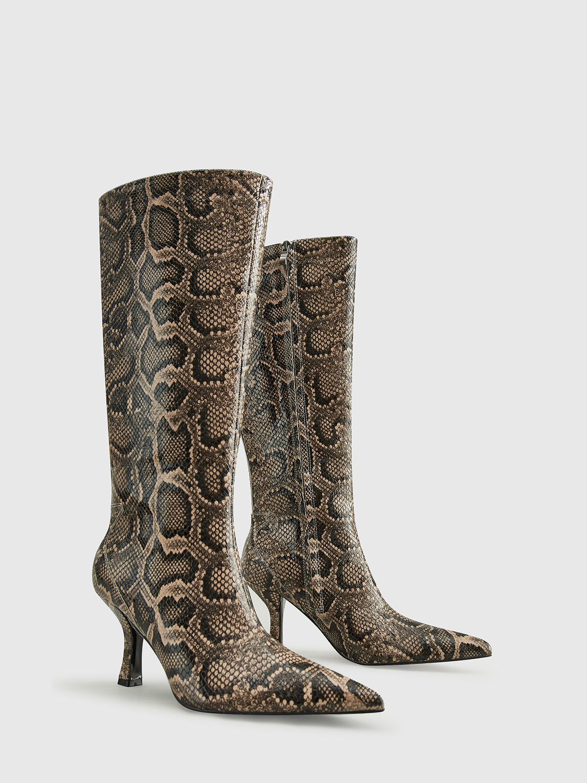 Clara | Schlangenleder-Print Knöchelstiefel