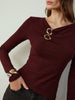 Leni | Elegante Bluse mit Cowl-Neck und Metall-Details