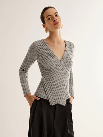 Leonora | V-Ausschnitt Criss Cross Strickoberteil
