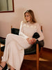 Clara | Wollmischung 3D Blumen-Latzkleid