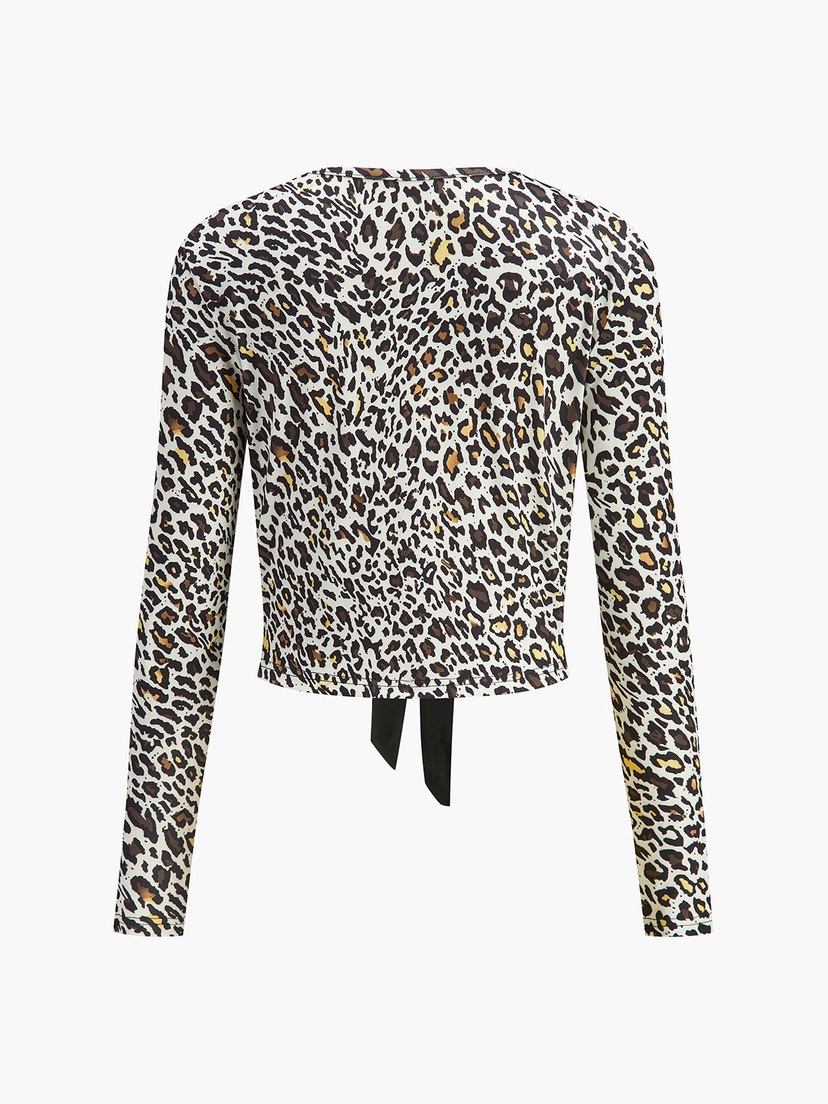 Eleganz | Leopard bedruckte Jersey-Bluse mit Schleife vorne