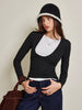 Mia | 2 in 1 Farbblock-Jersey-Top