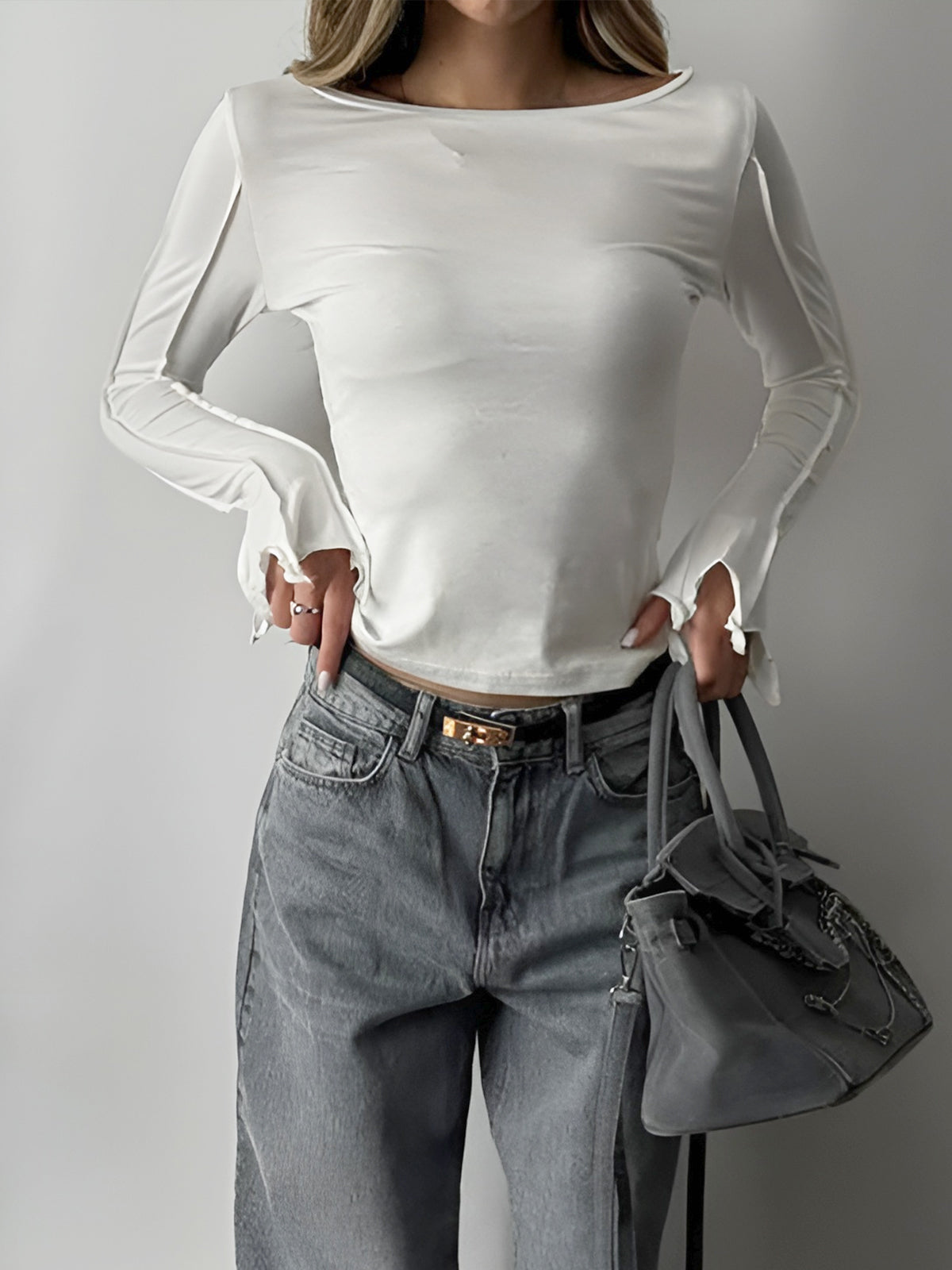 Leonie | Wellenbesatz Skinny Piping Jersey-Top