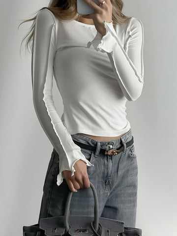Leonie | Wellenbesatz Skinny Piping Jersey-Top