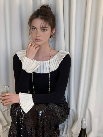 Lena | Elegantes Plissiertes Strickoberteil