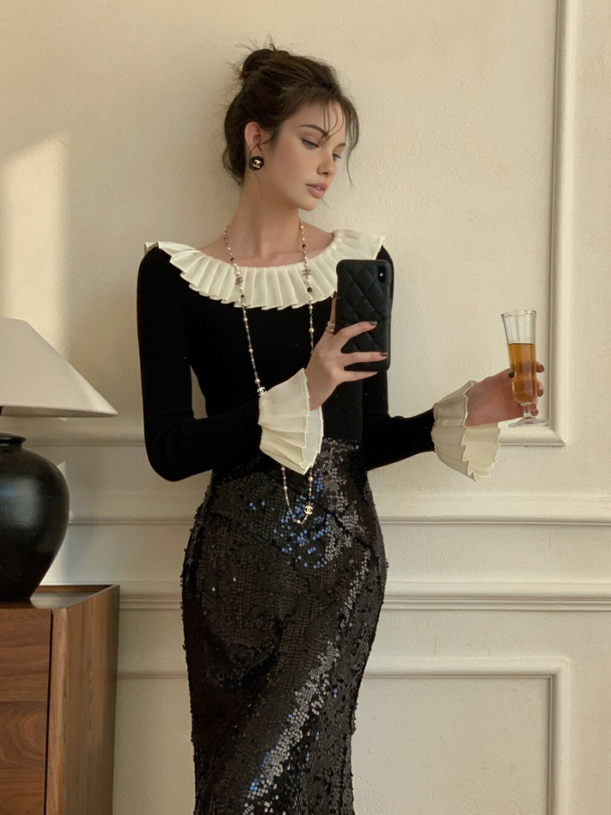 Lena | Elegantes Plissiertes Strickoberteil