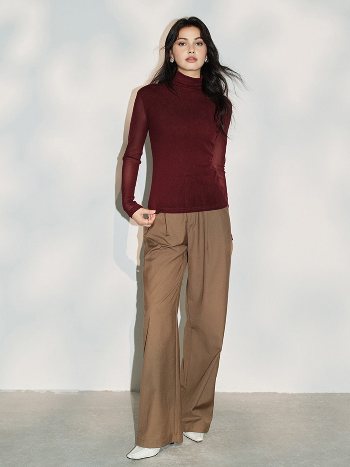 Maxime | Minimalistisches Mock Neck Jersey Oberteil