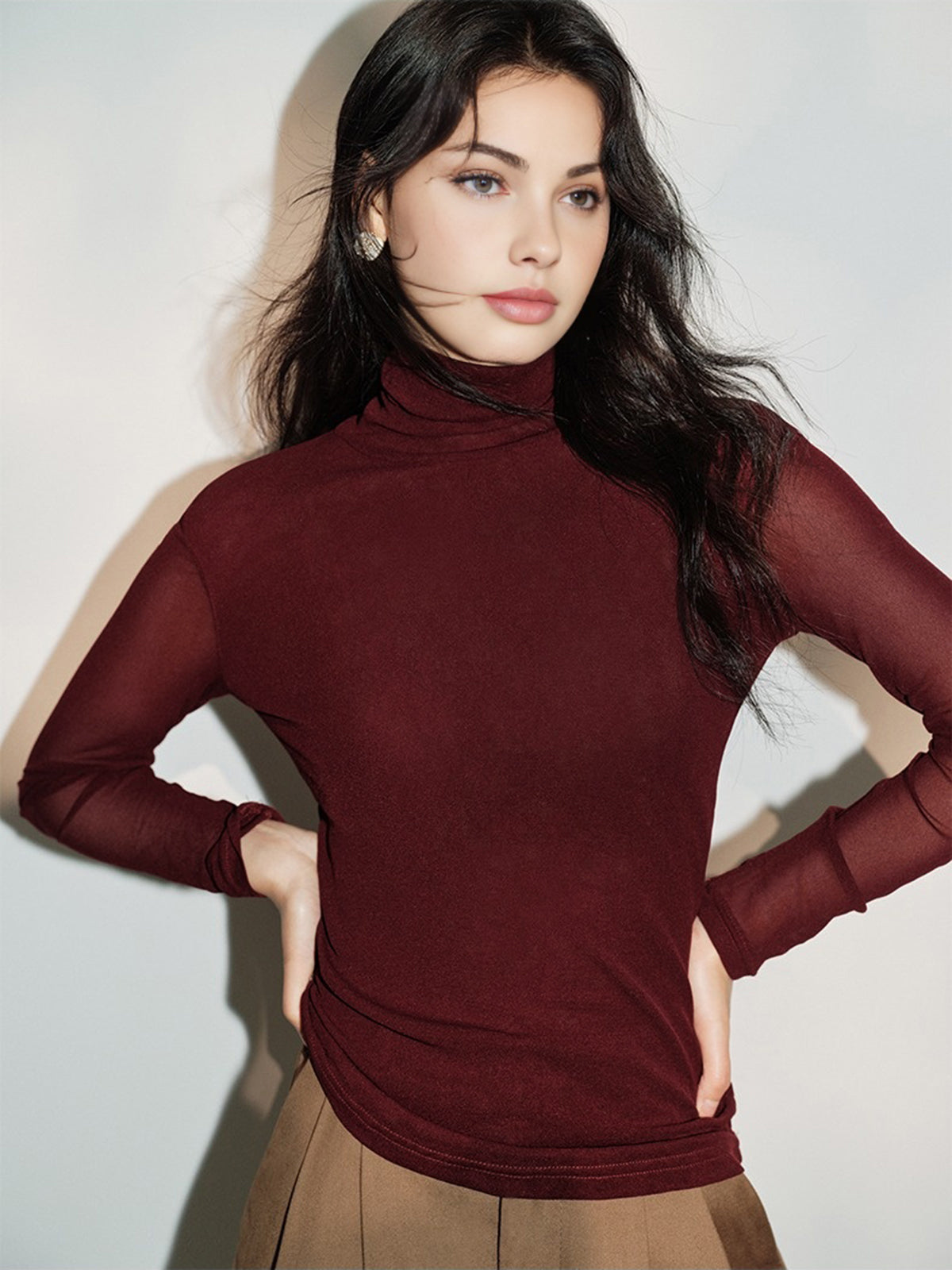 Maxime | Minimalistisches Mock Neck Jersey Oberteil