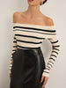 Clara | Eleganter Off-Shoulder Streifenpullover