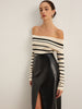 Clara | Eleganter Off-Shoulder Streifenpullover