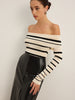 Clara | Eleganter Off-Shoulder Streifenpullover