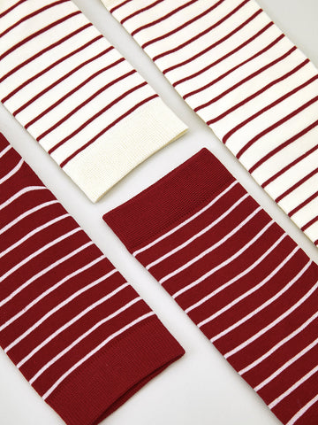 Leni | Kontrastierende Gestreifte Stapelsocken