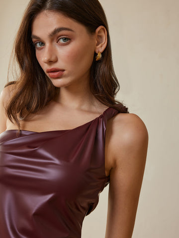 Leonie | Stilvolles Asymmetrisches Tanktop aus Kunstleder