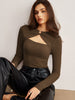 Laura | Elegantes Plisse T-Shirt mit Metal O-Ring-Ausschnitt