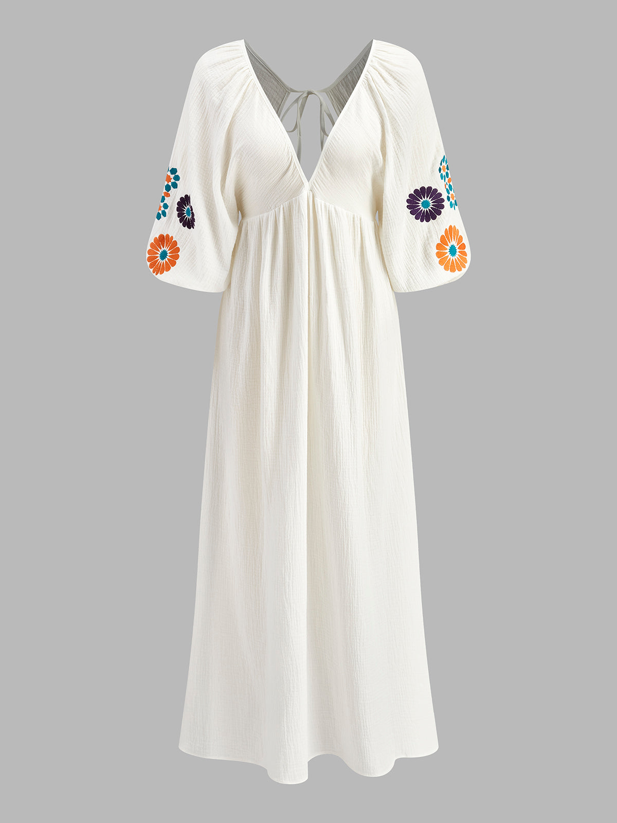 Rosa Traum | Rückenfreies Stickmuster Maxikleid