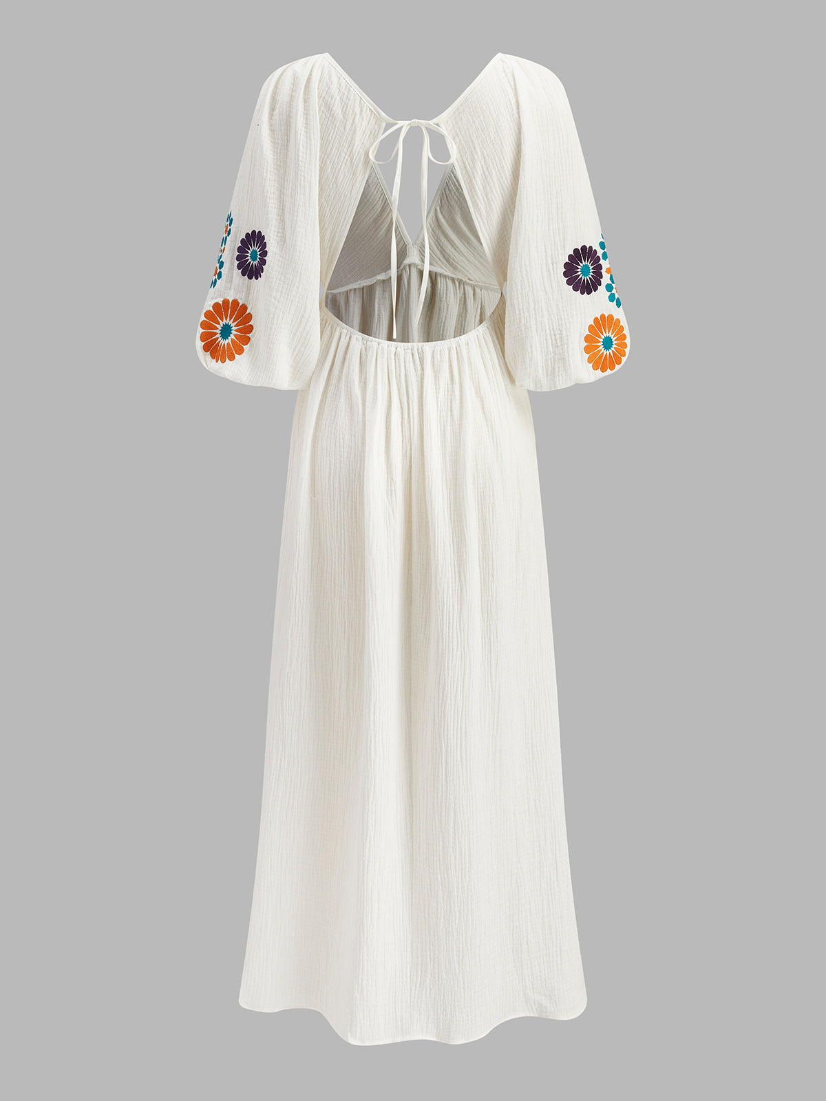 Rosa Traum | Rückenfreies Stickmuster Maxikleid