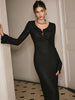 Clara | Elegantes Kleid mit Glockenärmeln und Lattichsaum