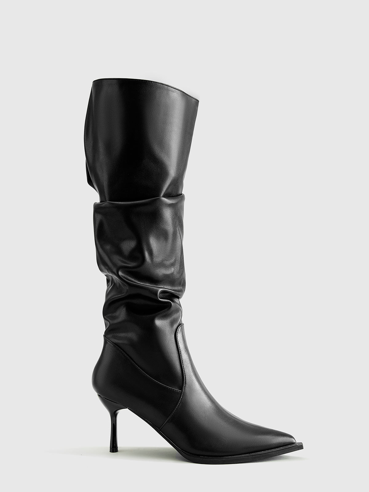 Clara | Hochhackige Geraffte Kniehohe Stiefel