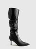 Clara | Hochhackige Geraffte Kniehohe Stiefel