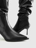 Clara | Hochhackige Geraffte Kniehohe Stiefel