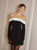 Eleganz | Farbblock Off-Shoulder Glockenärmel Kleid