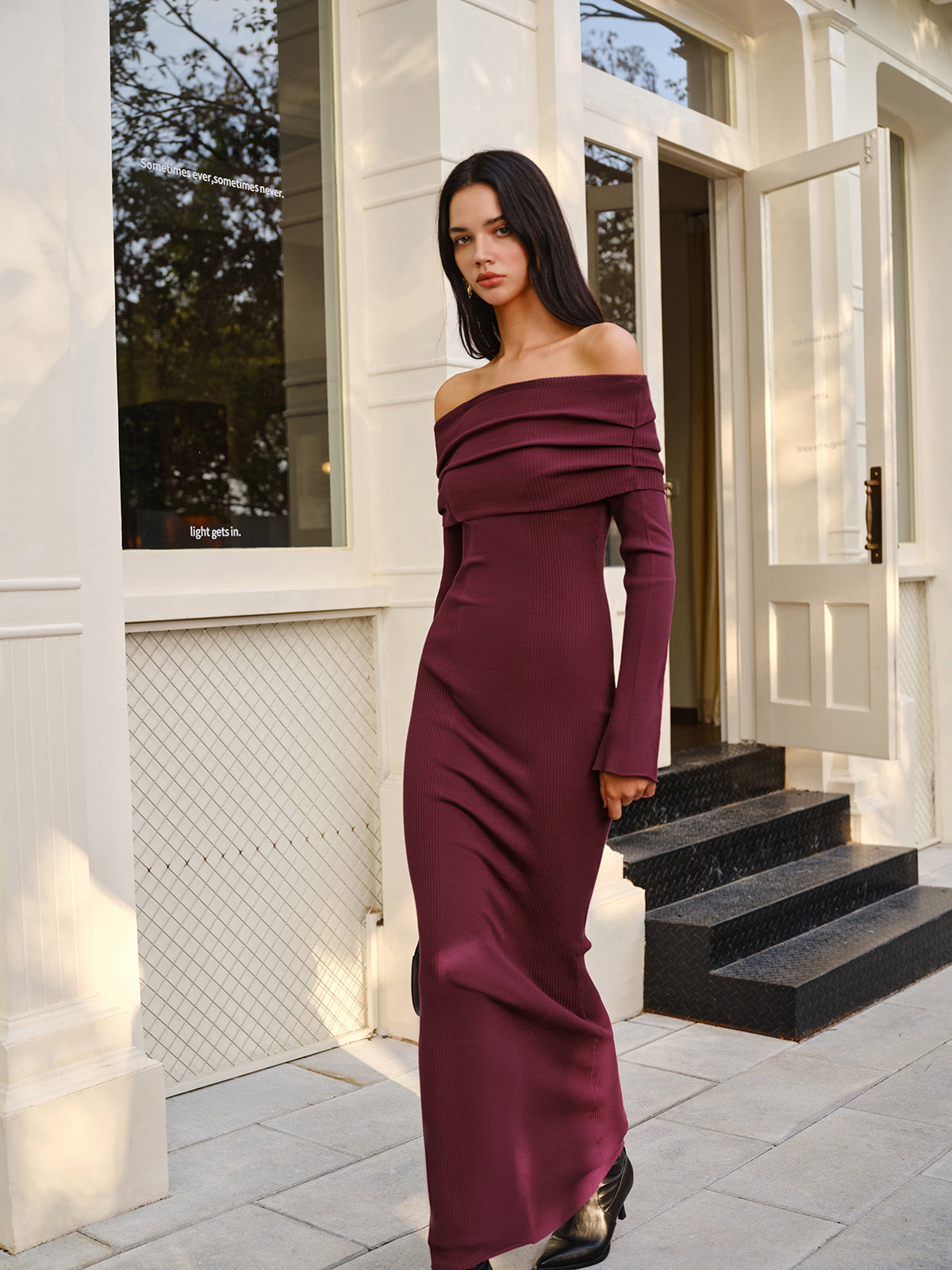 Luisa | Off-Shoulder Sweater Skinny Dress
