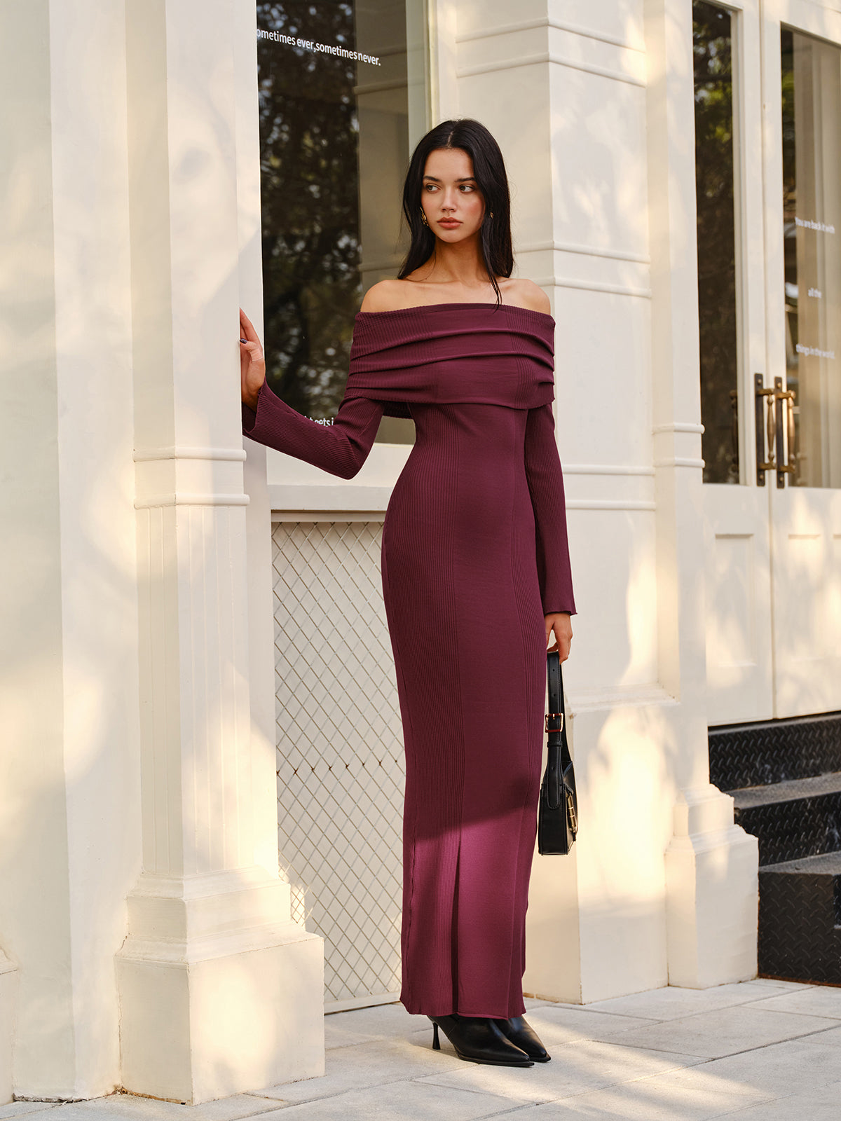 Luisa | Off-Shoulder Sweater Skinny Dress