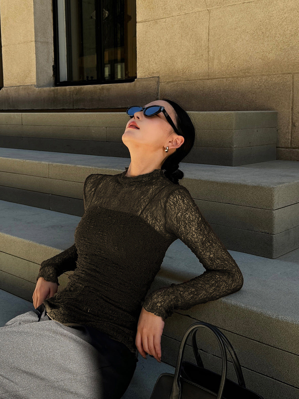 Lisa | Zweiteiliges Blusenset mit Spitze und Jersey