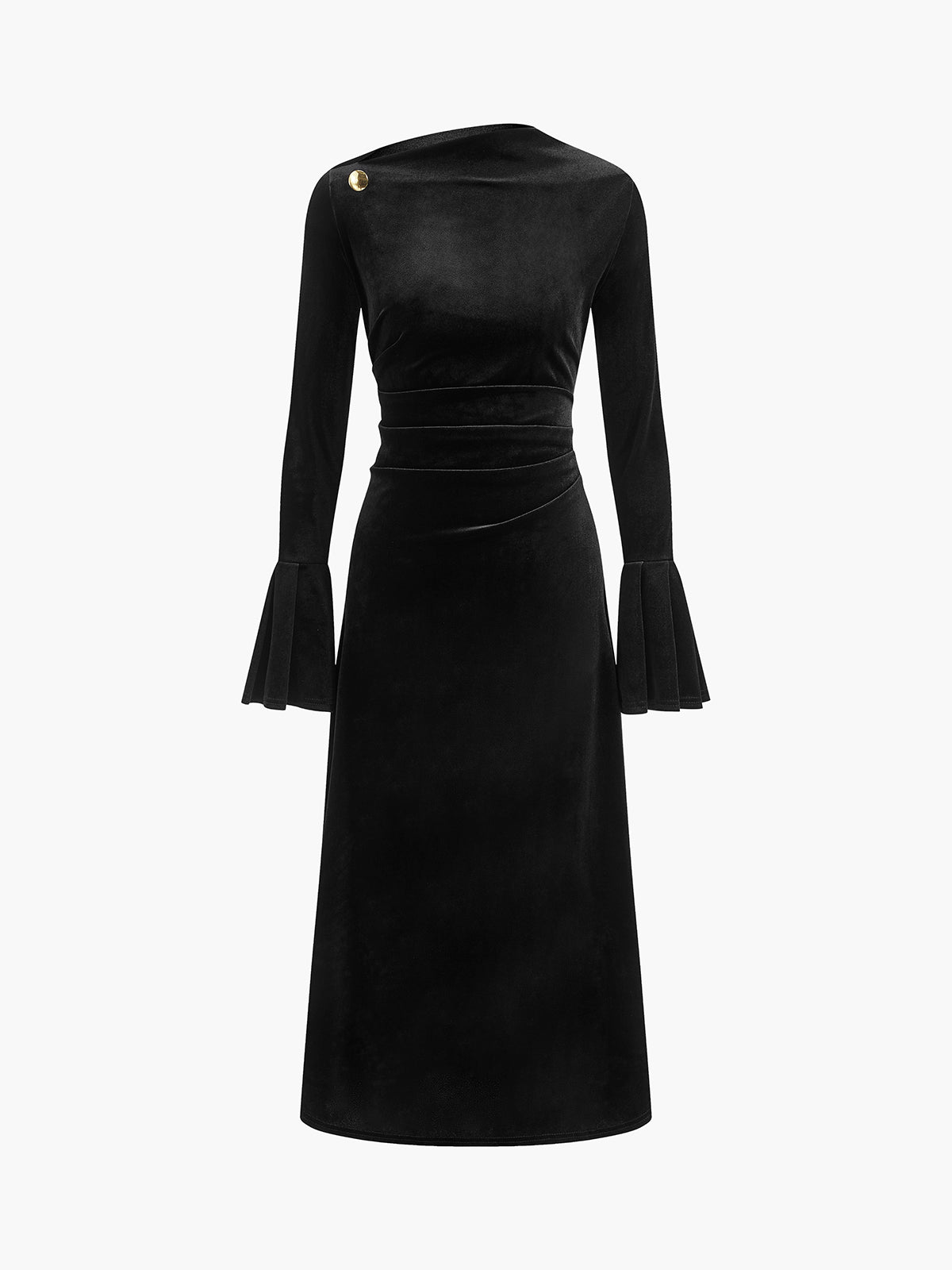Laura | Glamouröses Samt-Longkleid mit Rüschenärmeln