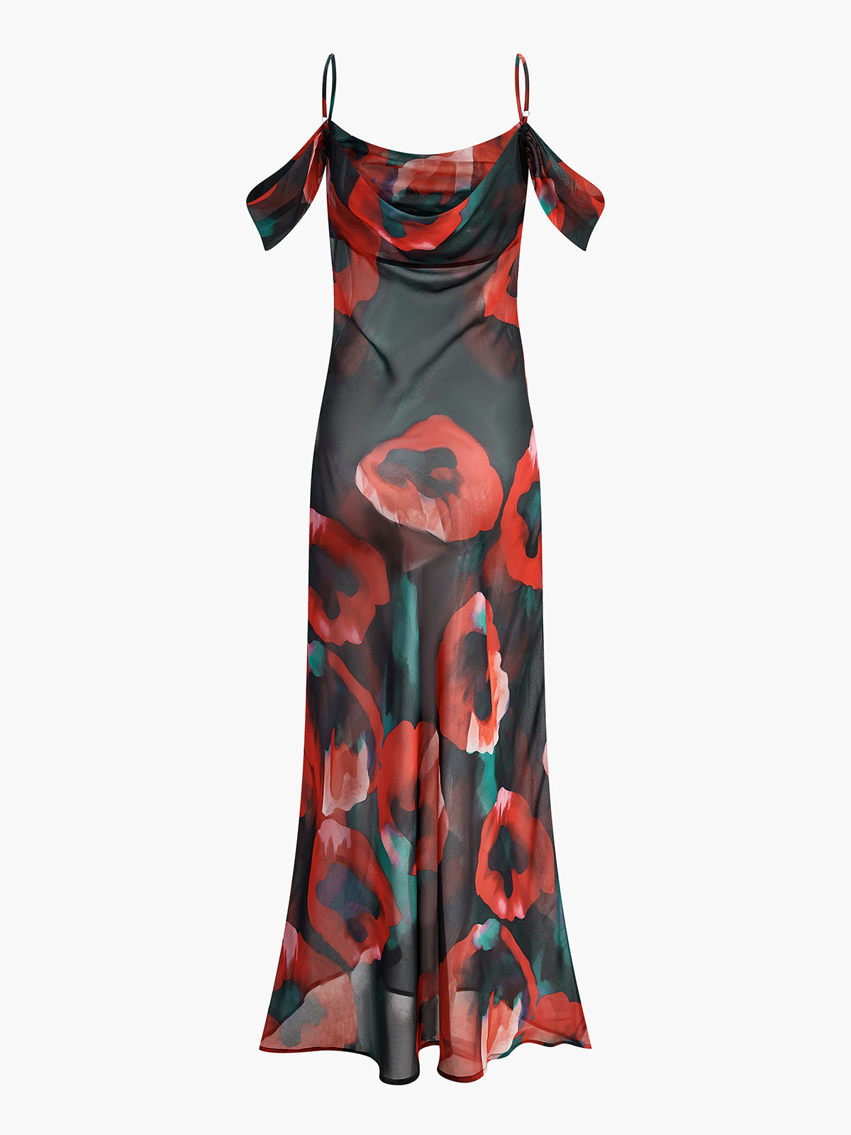 Mara | Durchscheinendes Blumenkleid mit Spaghettiträgern