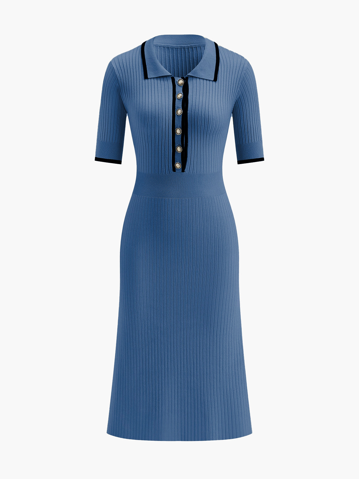 Mila | Kontrastbesetztes Midi-Kleid mit kurzem Ärmel