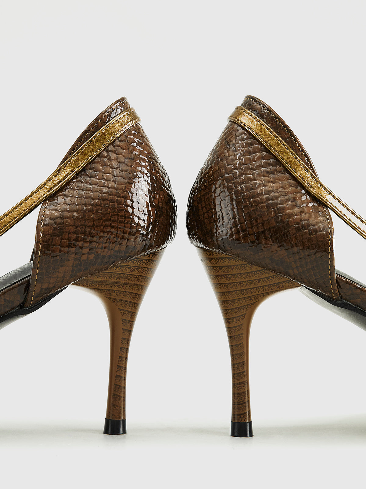 Elegante Pumps | Schlangenlederdruck Schnallen-Pumps