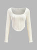 Clara | Crop T-Shirt mit quadratischem Ausschnitt und Paspelierung
