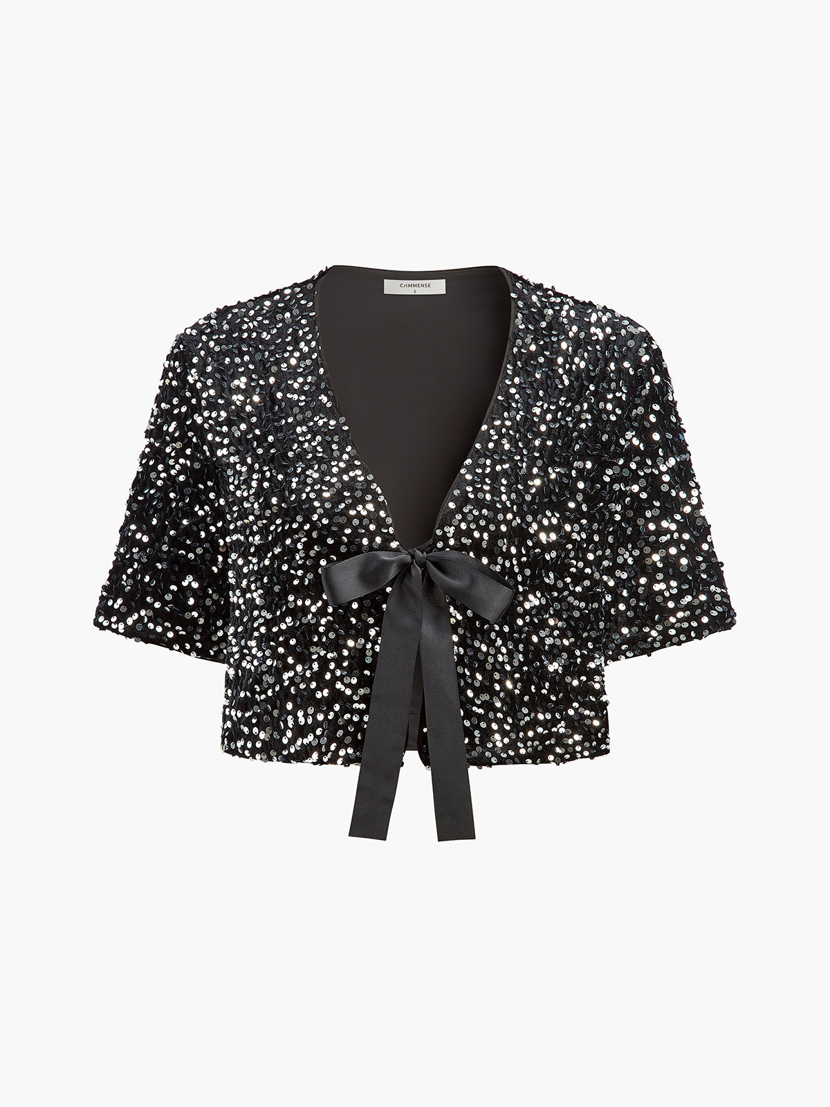 Leonie | V-Ausschnitt Pailletten-Bow-Bluse