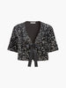 Leonie | V-Ausschnitt Pailletten-Bow-Bluse