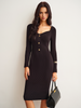 Emilia | Elegantes Midi Kleid aus geripptem Strick