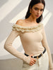 Clara | Asymmetrisches Jersey-Top mit Salatbesatz