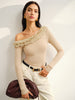Clara | Asymmetrisches Jersey-Top mit Salatbesatz