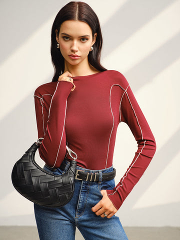 Leon | Kontrast Piping Skinny T-Shirt