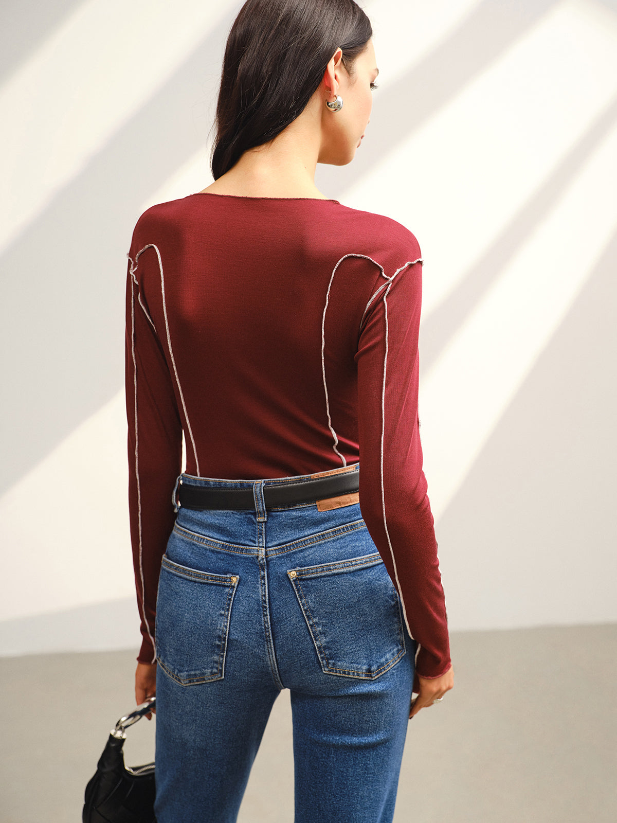 Leon | Kontrast Piping Skinny T-Shirt