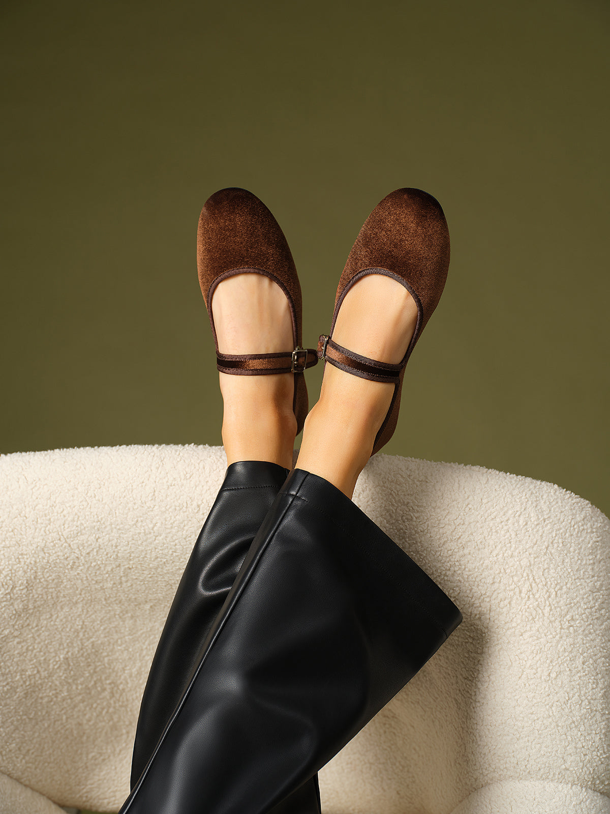 Marie | Elegante Samt Ballettschuhe