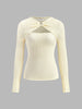 Laura | Elegantes Plisse T-Shirt mit Metal O-Ring-Ausschnitt