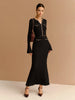 Clara | Elegantes Kleid mit Kontrastbesatz und Rüschendetails