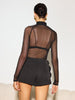 Clara | Elegantes Mock Neck Sheer Mesh T-Shirt