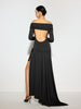 Clara | Schulterfreies Rüschenkleid mit Schlitz