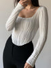 Clara | Crop T-Shirt mit quadratischem Ausschnitt und Paspelierung