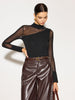 Clara | Elegantes Langarm-T-Shirt mit Netz-Detail