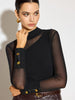 Clara | Elegantes Langarm-T-Shirt mit Netz-Detail