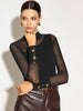 Clara | Elegantes Langarm-T-Shirt mit Netz-Detail