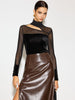 Clara | Samt-Oberteil mit Cutouts und Mesh-Details